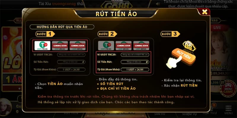 Quy trình rút tiền Go88 đơn giản và hiệu quả